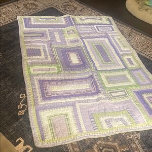 Pottery Barn Purple and Green toddler baby quilt